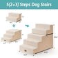 Dog Stairs for Small Dogs, 5 Tier Removable Wider Pet Stairs for Couch and Bed, 23.6" H Non-Slip Dog Steps for Puppies and Old Cats with Support Board, 29.5x19.7x23.6 inch, Beige