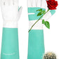 HANDLANDY Long Gardening Gloves for Men & Women, Thorn Proof Rose Pruning Gloves Leather Gauntlets Garden Glove Yard Work Glove (Large, Green)