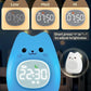 Cat Alarm Clock for Kids with Night Light, Sleep Training Clock Time to Wake Clock, Rechargeable Silicone Light for Bedroom, Perfect Sleep Companion for Boys Girls