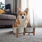 SPUNKYJUNKY Ceramic Dog Bowls with Acacia Wood Stand - Raised Dog Food and Water Bowl Set for Medium Dogs (28.74 OZ, Gray)