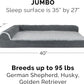Furhaven Cooling Gel Dog Bed for Large Dogs w/ Removable Bolsters & Washable Cover, For Dogs Up to 95 lbs - Two-Tone Plush Faux Fur & Suede L Shaped Chaise - Stone Gray, Jumbo/XL
