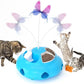 Interactive Cat Toys for Indoor Cats, 4in1 Pet Teaser Toy with Ambush Feather Wand, Motorized Fluttering Butterfly and Slow Feeder, Rechargeable Power Treat Puzzle Toy(Blue)