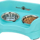Neater Feeder Deluxe Mess Proof Cat Bowls Elevated for All Breeds – Made in USA – No Spill Raised Bowls for Indoor Cats – Stainless Steel Food and Water Bowl Set, Pet Dish Feeding Station, Aquamarine
