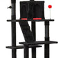 MWPO Gothic Large Cat Tree, 70.1-Inch Multi-Level Tall Cat Tower for Indoor Cats, Plush Cat Condo with Big Padded Perches, Sisal-Covered Scratching Posts, Hammock, Toys for Kittens & Cats, Black