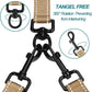 PetBonus Double Dog Leash, No Tangle Dual Leash, Reflective Walking Training Lead, 4 Comfortable Padded Handles for 2 Dogs with Collapsible Bowl and Waste Bags (Light Khaki, Large)