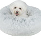 Best Pet Supplies Round Donut Dog Bed with Plush Faux Fur Fabric, Calming, Anti-Anxiety Cushion for Indoor Pets, Slip-Resistant Base, Soft Ergonomic Support - Light Warm Gray, 27x27x7.5''