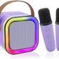 Mini Karaoke Machine for Kids, Birthday Easter Gifts Toys for Girls Boys Ages 3-12+, Portable Bluetooth Speaker with Upgraded 2 Wireless Microphones, Toddler Toys for Singing Home Party Family, Purple