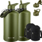 2 Pack 128 oz Insulated Water Bottle, Triple Wall Stainless Steel Flask, Keeps Drinks Cold for 48 Hrs Leak-Proof & BPA-Free Half Gallon Jug with Paracord Handle, Straw & Spout Lids(2 pack, Army Green)