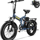 1000W Folding Electric Bike, 48V 20AH Large Removable Battery E Bike,30+MPH, 80 Miles Max Range, 20" Fat TireElectric Bike for Adults, Adult Electric Bicycles for CommuteBeach Snow