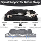 OhGeni Orthopedic Waterproof & Machine Washable Dog Bed for Medium Large Pets, Suitable for Crates, 25D Egg Crate Foam, Non-Slip Bottom & Removable Cover, Invisible Zipper, 35 Inches(Black)