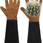 HANDLANDY Leather Gardening Gloves for Men & Women, Rose Pruning Thorn Proof Garden Glove, Long Sleeve Gauntlet Gloves (Black-brown, Large (Pack of 1))