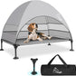 Upgraded Elevated Dog Bed with Canopy, Portable Raised Outdoor Dog Bed with Stable Anti-Slip Feet, Wider Shade Pet Bed Cot, Raised Dog Beds for Large Dogs Camping, Indoor & Outdoor Use