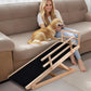 Dog Ramp, 5 Level Adjustable Height Folding Pet Ramp for High Bed, Portable Paw Ramps Large Bed Ramp for Medium & Large Old Dogs & Cats - Natural Wood Furniture Quality