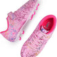 brooman Kids Firm Ground Soccer Cleats Girls Football Cleats with Shin Guards and Soccer Socks