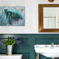 Arjun Bathroom Decor Blue Wall Art Canvas Green Sea Turtle Teal Submarine Picture, Blue Modern Landscape Painting Framed for Living Room Bedroom Home Office Wall Decor, 16"x12"