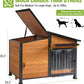 GUTINNEEN Dog House Outdoor Dog Kennel with Chew-Proof Metal Frame, Rotating Food Bowl, PVC Door Curtain, Weatherproof for Small Medium Dogs, 39.7" L x 25.5" W x 32.2" H (Dark Brown)