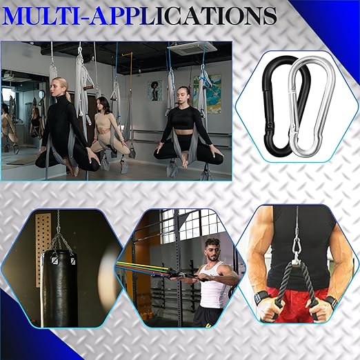 150 Pcs 2.36" M6 Spring Snap Hook Carabiners - Heavy Duty Galvanized Steel Keychain Clips for Hammock, Swing, Camping, Hiking & Outdoor Gear (Black)