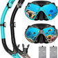 2 Pack Snorkeling Gear for Adults, Dry Snorkel, Mask Set Adult, Diving Scuba Mask, Scuba Gear, Swimming Goggles with Nose Cover, Swim Freediving Tempered Glass Panoramic View Travel Packages
