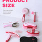 9PCS Horse Grooming Kit Curry Comb Sweat Scraper Horse Bathing Supplies Grooming Tools with Storage Bag Pink Garnet