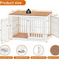 48" Heavy Duty Dog Crate Furniture for Small,Medium and Large Dogs,Rustic Wooden Dog Cage Kennel Indoor Furniture with Waterproof Top,Decorative Pet House Side End Table (White & Wood)