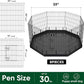 PJYuCien Dog Playpen, 8 Panels 30’’H Dog Pens Indoor with Bottom Pad, Metal Foldable Pet Puppy Exercise Fence Crate Kennel, Better for Small Animals,Black