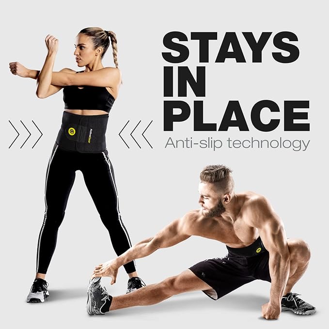 ActiveGear Premium Waist Trimmer & Trainer Belt for Men and Women - Sweat-Enhancing Slimming Wrap for Stomach, Adjustable Fit