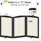 Freestanding Pet Gate for Dogs, Foldable Wooden Dog Gate for House Indoor, Step Over Pet Puppy Safety Fence for Stair, Doorway,Hall, Support Feet Included,3 Panels 32",Black&Gold
