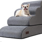 4-Step Dog Stairs and Ramp for Beds or Couches – Non-Slip Sturdy Pet Steps for Small Dogs and Cats,21" H,Grey