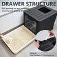Foldable Cat Litter Box with Lid, Enclosed Potty, Large Top Entry Anti-Splashing Toilet, Easy to Clean Including Litter Scoop and 2-in-1 Cleaning Brush (Black)