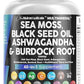 Clean Nutraceuticals Sea Moss Black Seed Oil Ashwagandha Turmeric Bladderwrack Burdock & Vitamin C Vitamin D3 with Elderberry Manuka Dandelion Yellow Dock Iodine Chlorophyll ACV