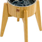 Slow Feeder Dog Bowls for Large Breed - Elevated, Raised 12-inch High - Bamboo Bowl with [60-oz Cap] Stainless Steel Inner Dish, Slow Feeding Insert Pad and Single Stand