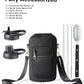 64oz Water Bottle Insulated with Handle,Double-Wall Vacuum Stainless Steel (Cold for 48 Hrs), Half Gallon Water Jugs,Reusable Metal Water Flask with Carry Pouch,Straw & Spout Lid,Indigo Black
