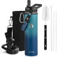 Insulated Water Bottle 24oz, Triple Wall Vacuum Stainless Steel (Cold for 48 Hrs, Hot for 24Hrs), Leak Proof & Non-BPA, 24oz Hydro Water Flask with Paracord Handle & Straw Spout Lids