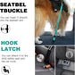 AUBELL Dog Seat Belt for Car,2 Pack Set 3-in-1 Adjustable Reflective Bungee Heavy Duty Dog Car Harness Tether with Clip Hook Latch & Buckle,Swivel Zinc Alloy Carabiner,Black+Teal