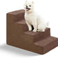 GGIB Dog Stairs for Small Dogs Cats Non-Slip Dog Steps for High Bed Pet Stairs for Sofa Couch Pet Ramp Pet Steps with Removable Washable Cover, Brown, 17" H, 4-Step