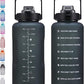 64oz,100oz,128oz Large Motivational Water Bottle with Time Marker, Leakproof & BPA Free Half Gallon Big Water Bottle with Straw Handle Tritan Frosted Water Jug for Gym,Fitness,Outdoor Sports