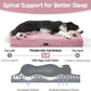 OhGeni Orthopedic Waterproof & Machine Washable Dog Bed for Medium Large Pets, Suitable for Crates, 25D Egg Crate Foam, Non-Slip Bottom & Removable Cover, Invisible Zipper, 35 Inches(Pink)