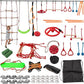 Slsy 60FT Ninja Warrior Obstacle Course (13 Obstacles), Ninja Slackline Kit for Kids, Durable Playset Equipment with 13 Most Complete Set-Monkey Bar,Swing, Balance Belt, Climbing Ladder & Net