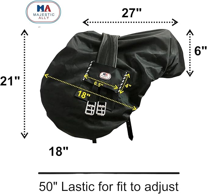 Majestic Ally Nylon Waterproof Fleece Lined Ride On English Saddle Cover-Multiple Color (Purple)