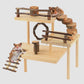HOSUKKO Hamster Climbing Toys 3-Tier Extra Large Hamster Playground Natural Wooden Small Animal Platform Toys Hamster Exercise Activity Climbing Platform with Bridge for Gift