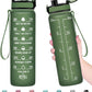 Enerbone Water Bottle, Leakproof BPA & Toxic Free, Motivational Water Bottle with Times to Drink and Straw, Fitness Sports Water Bottle with Strap for Office, Gym, Outdoor Sports