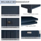 Storage Bench with 3 Shutter-Shaped Doors, Pine Wood Shoe Bench with Removable Cushion and Hidden Storage Space for Entryway Living Room 43.5" L * 16" W * 18" H, Antique Navy