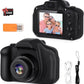 Kids Camera,HD Digital Video Camera,Childrens Toys for 3 4 5 6 7 8 9 Year Old Boys/Girls,Selfie Camera for Kids,Christmas Birthday Gifts with 32GB SD Card (Black)