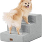Made4Pets Dog Stairs for Small Dogs, Extra Wide Dog Steps for Bed Couch Sofa and Chair, 35D Foam Pet Steps for Small Dogs and Cats, Non-Slip Bottom Pet Stairs, Light Grey, 3 Steps