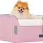 PETSFIT Dog Car Seats for Small Dogs, Portable Puppy Car Saet for Car with Clip-On Leash, Adjustable Straps Suitable for Small Pets Up to 25lbs (Light Pink)