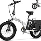 Foldable Electric Bike for Adults, 30+MPH, 48V 20Ah Removable Lithium Battery up to 80Miles, 20" Fat Tire 1000W Peak Motor Dirt Ebike Adult Electric Bicycle for Commute Beach Mountain E Bike