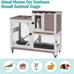 Rabbit Hutch Indoor for 2-4 Rabbits & Guinea Pigs，Bunny Cage with Slide-Out Plastic Trays，Wooden Small Animal Cage for Rabbits, Bunnies, and Guinea Pigs