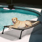 Veehoo Outdoor Elevated Dog Bed, Cooling Raised Dog Cots Beds for Large Dogs, Portable Waterproof Curved Dogs Hammock Bed for Outside, up to 120lbs, Black Legs, Brown 42"