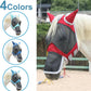 Horse Fly Mask with Ears & Long Nose Cover | Forelock Opening for Tangle-Free Mane Care | UV Protection & Breathable Mesh | No Rub Fit and Enhanced Visbility for Trail Riding Red Pony