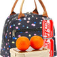 FlowFly Insulated Lunch Cooler Bag - Tote Organizer for Women/Men, Black Flower